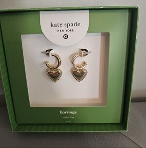 Kate Spade Gold and Black Heart Earrings